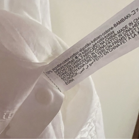 ZARA White Asymmetric Hem Blouse Button Front Cotton Pleated Front Size XS - Picture 10 of 10